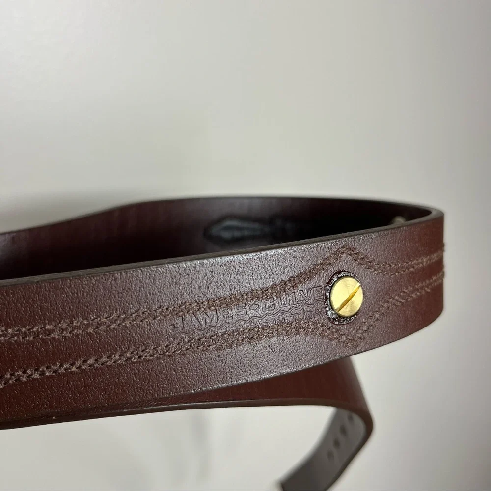 James Culver Handmade Tubac Nickel Clavo Leather‎ Belt Western Cowboy Brown